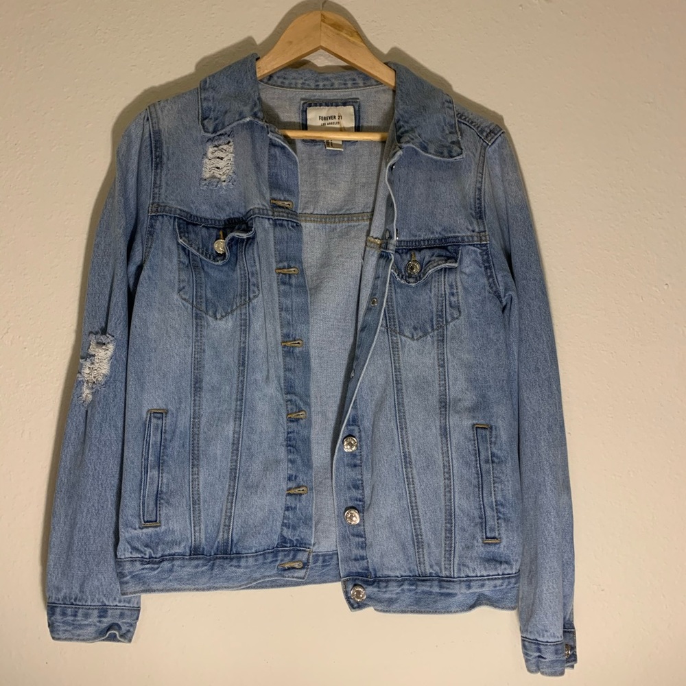 Distressed denim jacket
